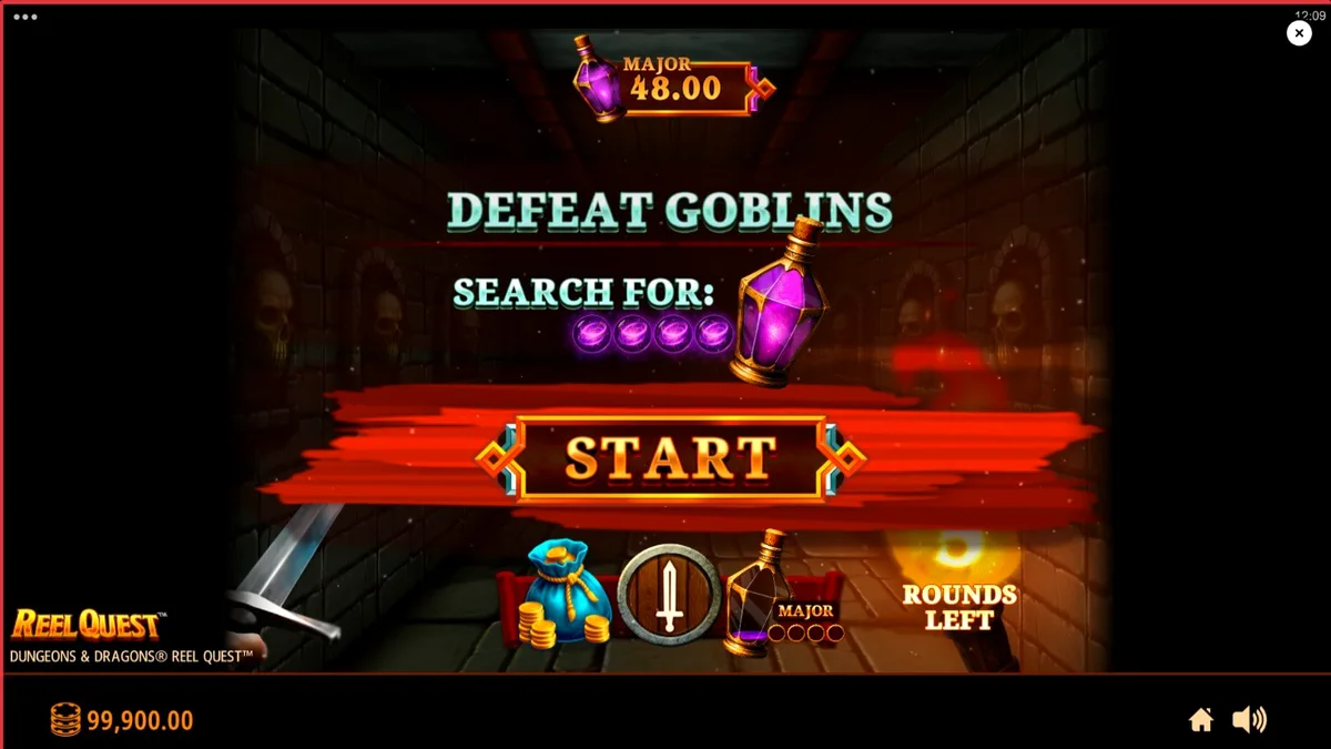 Interface do jogo de slot Dungeons & Dragons Reel Quest com elementos de fantasia e RPG